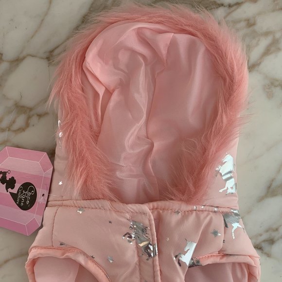 Pink/Silver Unicorn Dog Coat - NWT - Picture 2 of 9